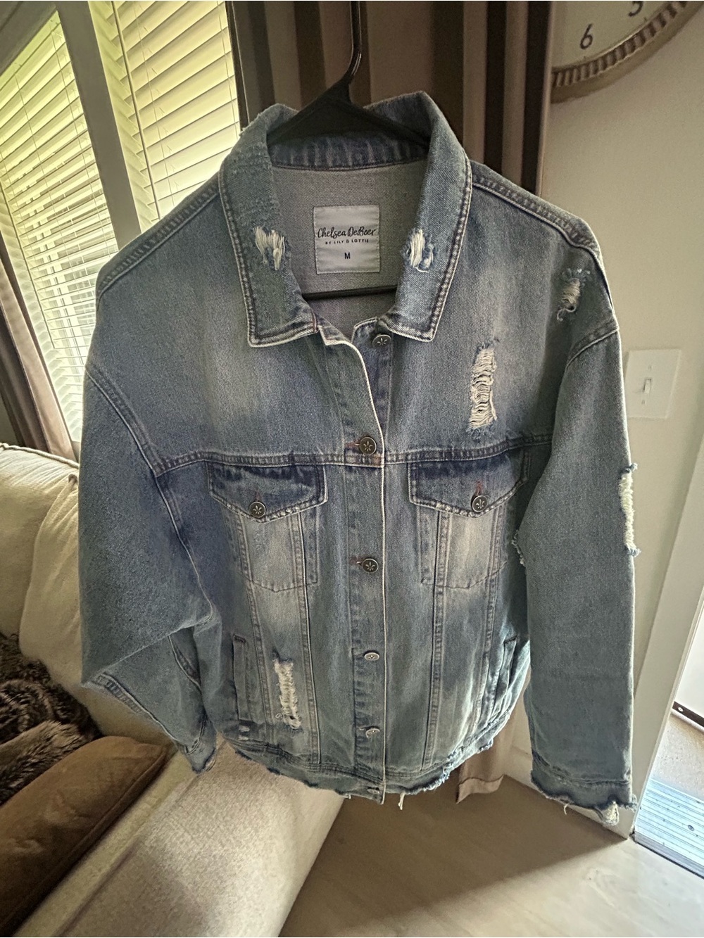 Chelsea Deboer Distressed Light Blue Denim Jacket 🩵